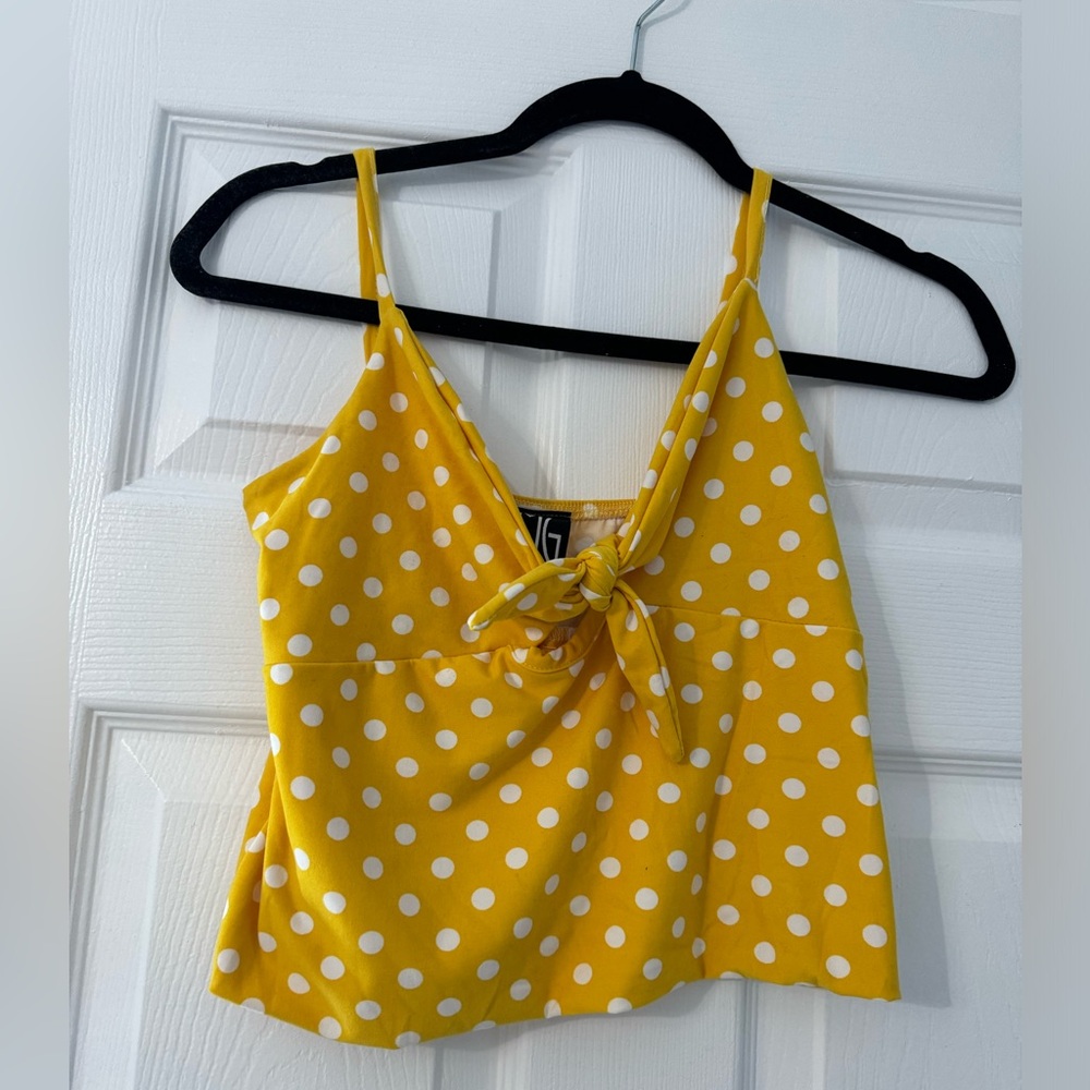 TMG Yellow & white polka dot crop top